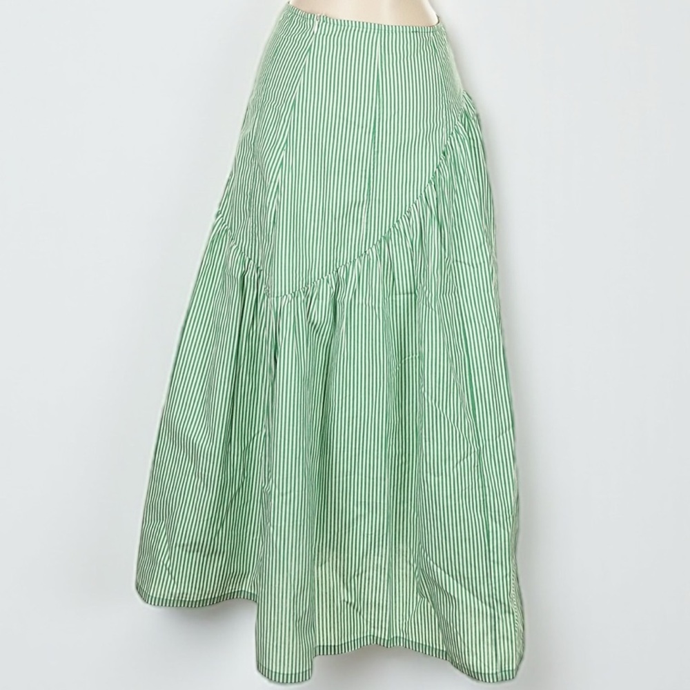 LISA SAYS GAH Maeve Midi Skirt in Green Stripe Size XS - Picture 6 of 11